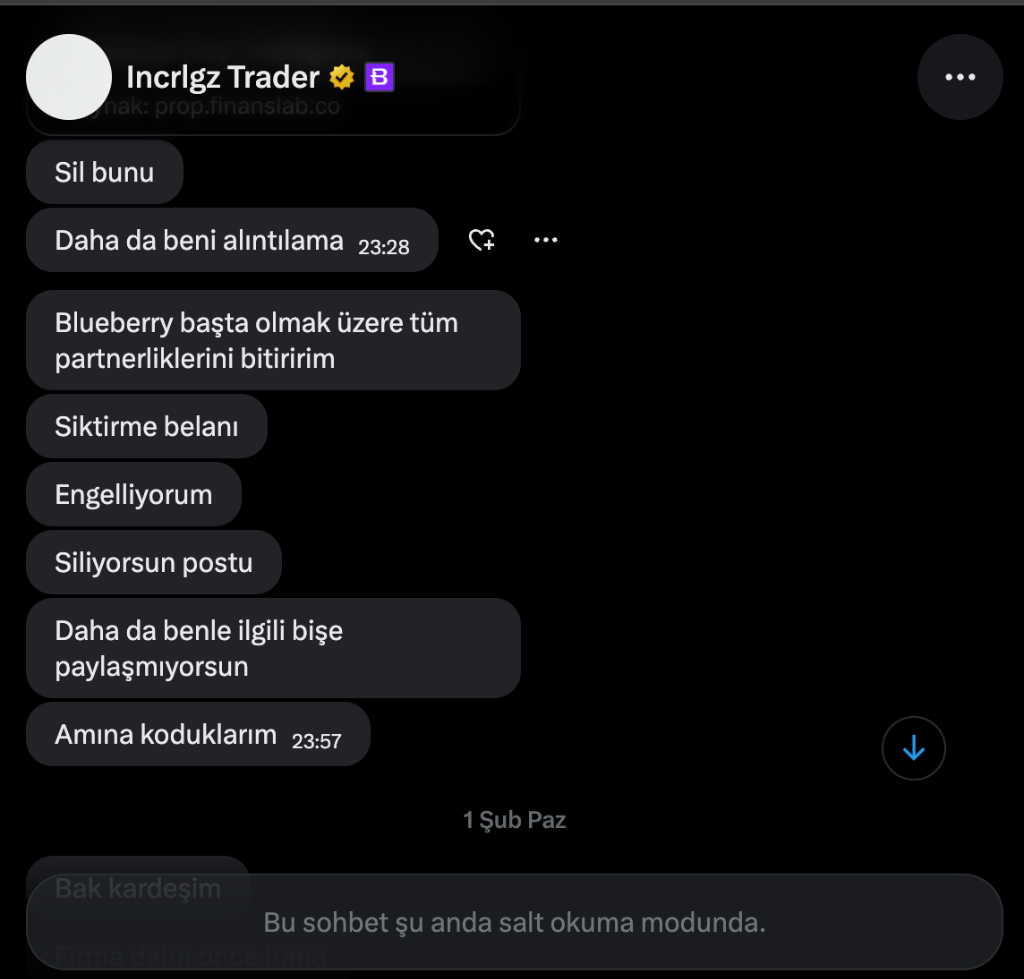 FinansLab Tehdit Mesajları 2