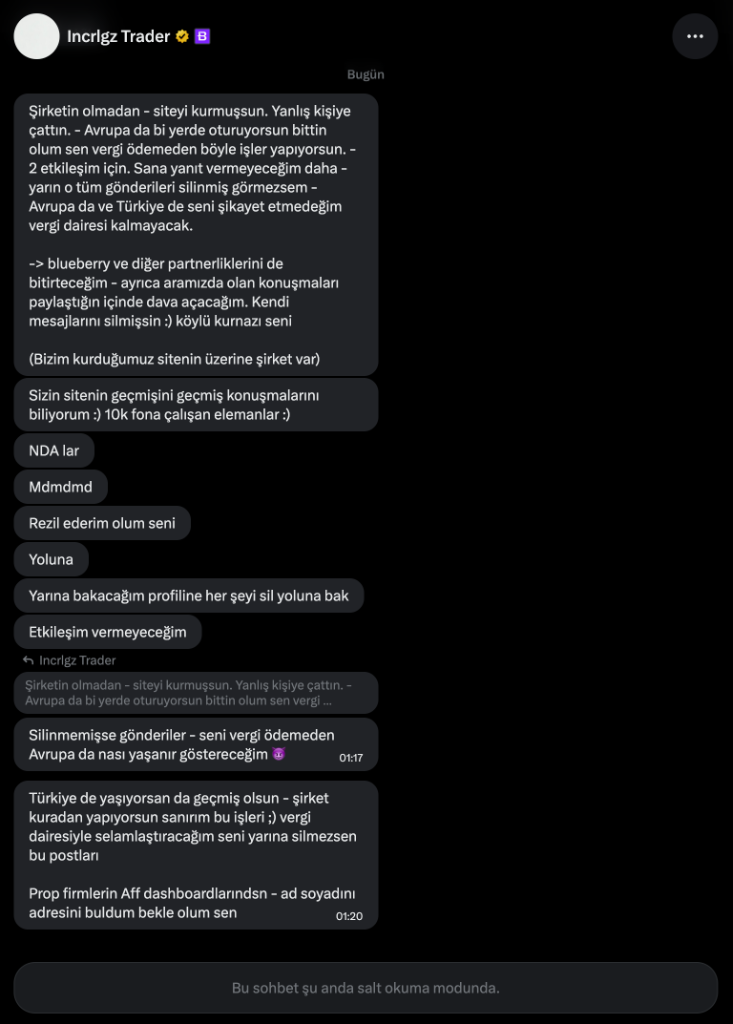 FinansLab Tehdit Mesajları 5