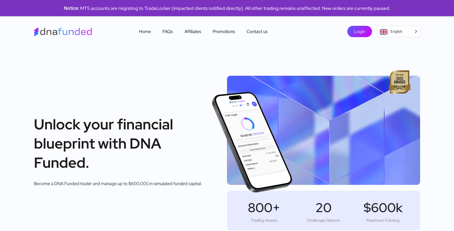 DNA Funded: MT5 Göçü Resmî Duyuru Ekran Görüntüsü